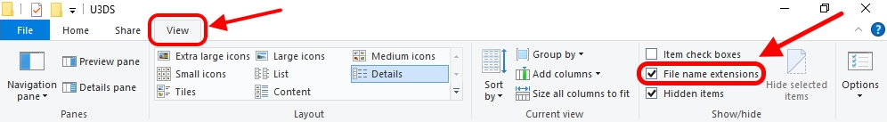 Windows 显示文件扩展名示例