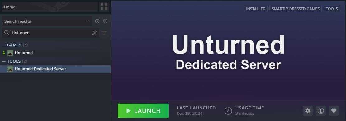 Steam 库中的 Unturned Dedicated Server